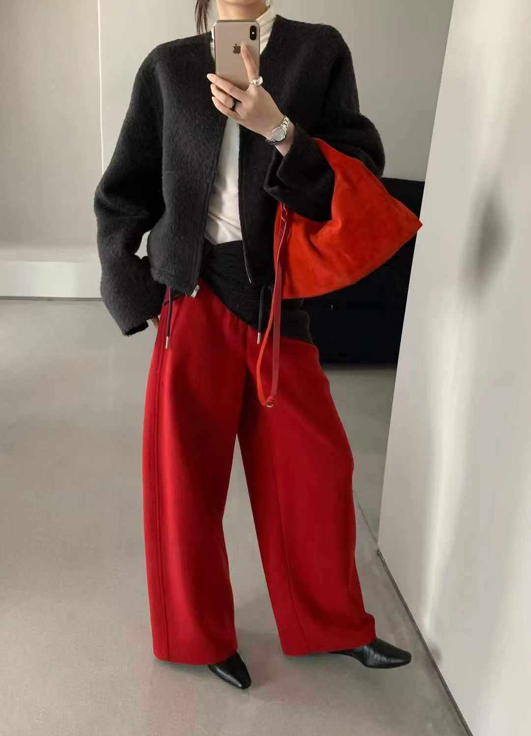 B105.可可家法式甜美蓬袖短外套