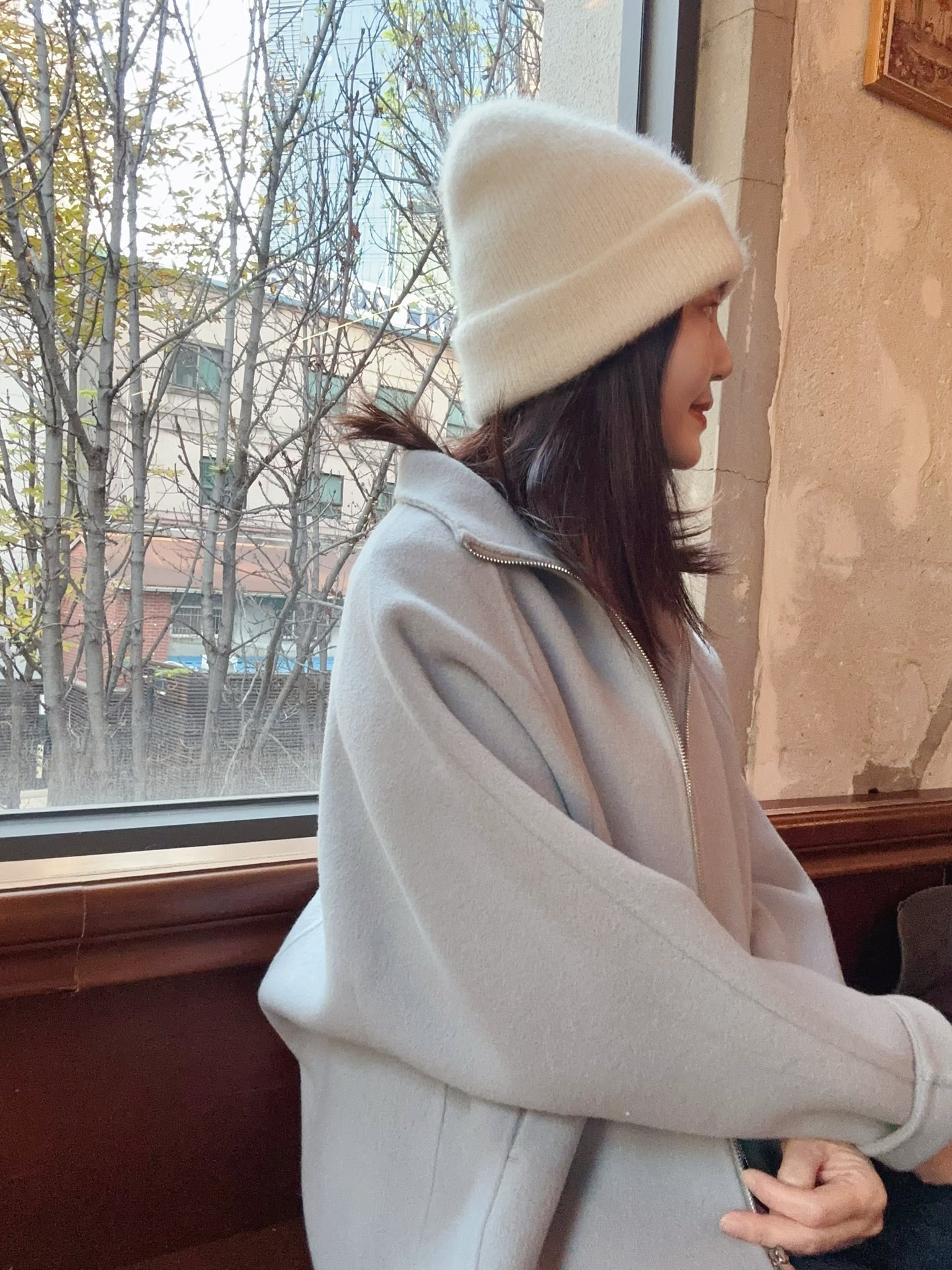 B122.首選時髦立領拉鍊手工短大衣