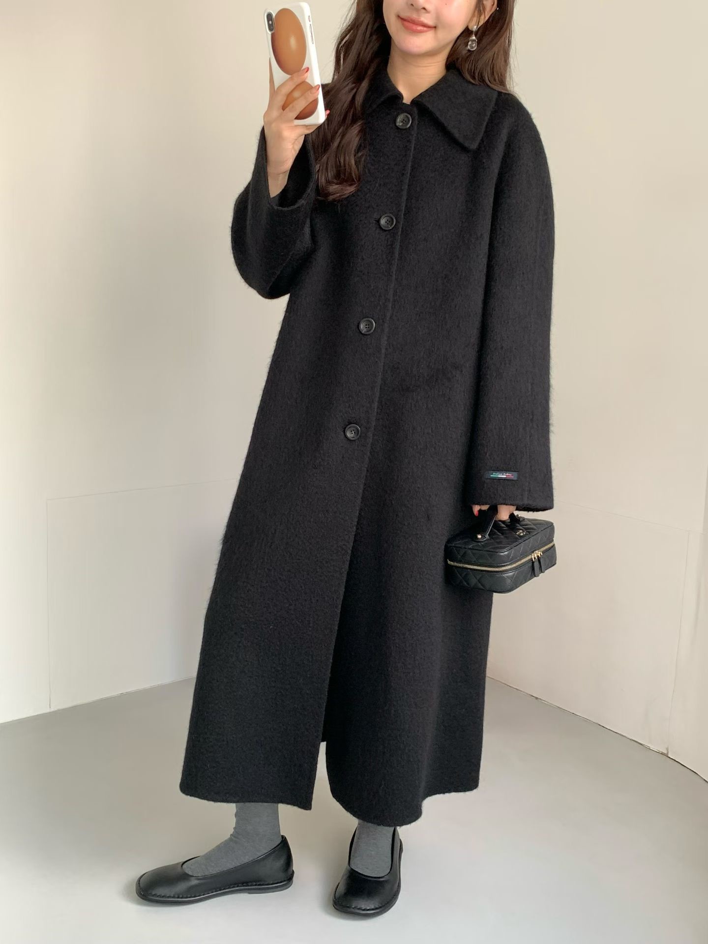 B14.名媛女孩蘇利駝羊毛手工長大衣