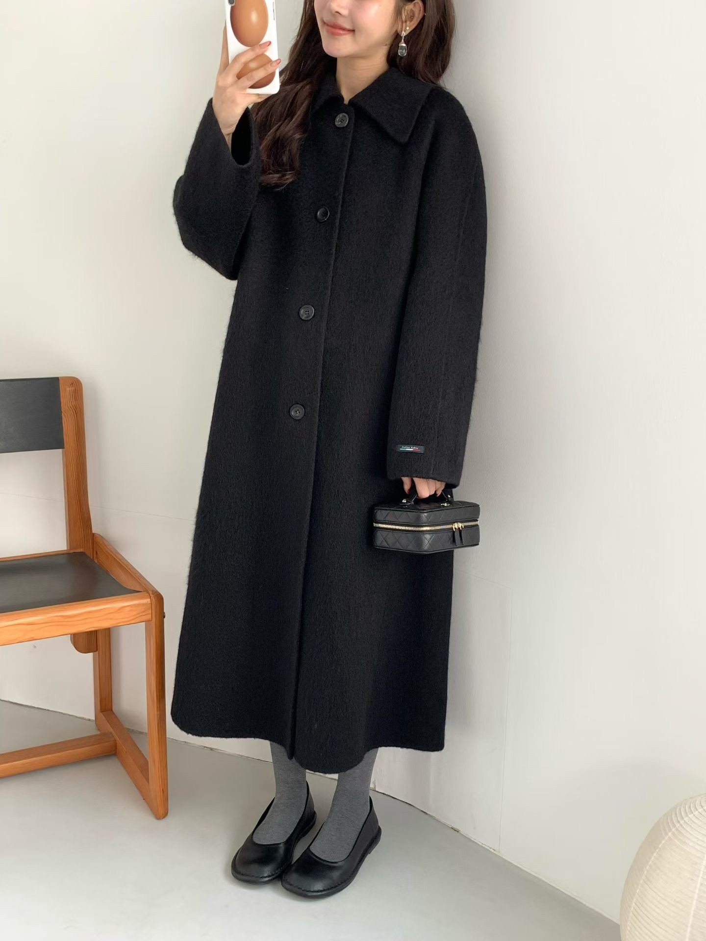 B14.名媛女孩蘇利駝羊毛手工長大衣