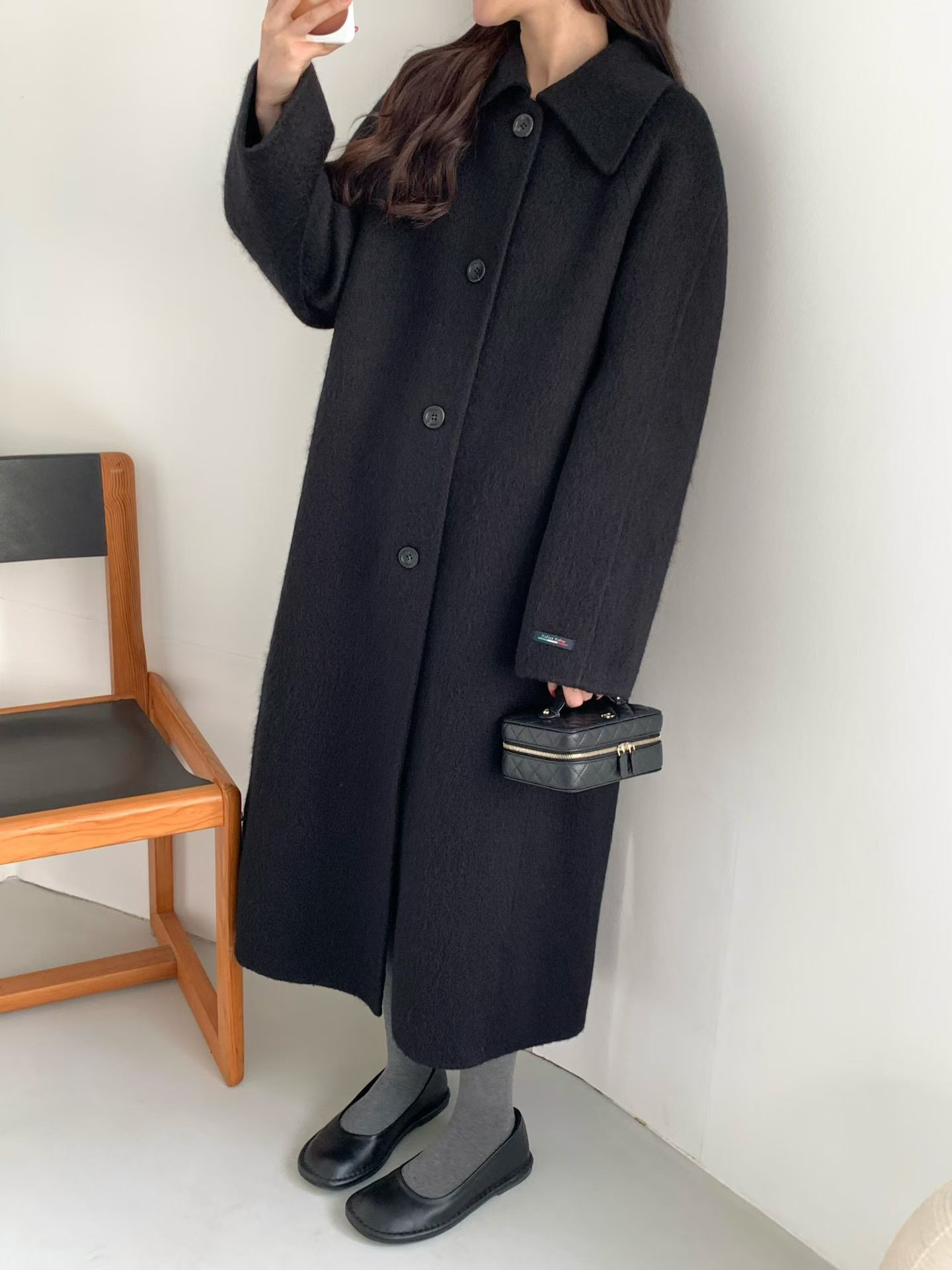 B14.名媛女孩蘇利駝羊毛手工長大衣