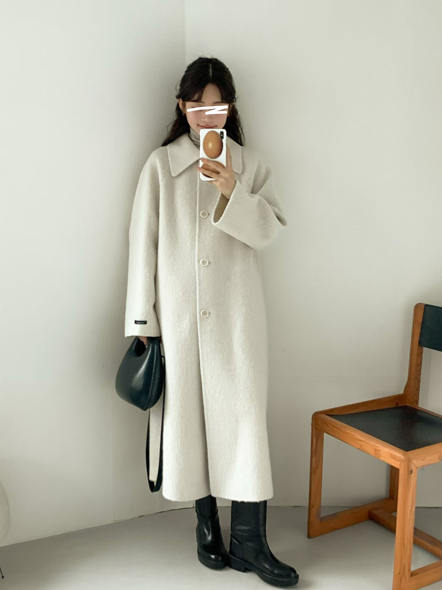 B14.名媛女孩蘇利駝羊毛手工長大衣