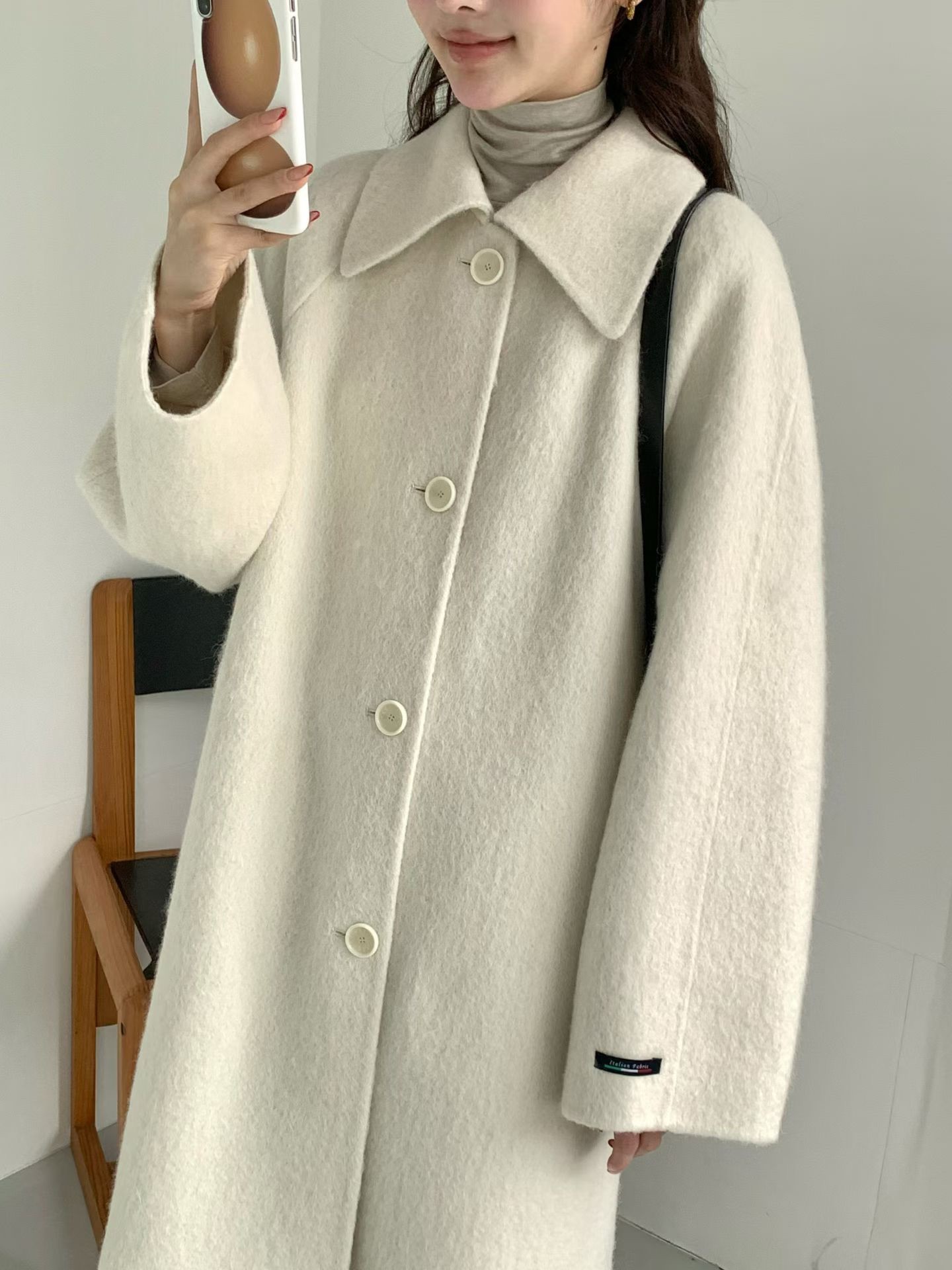 B14.名媛女孩蘇利駝羊毛手工長大衣