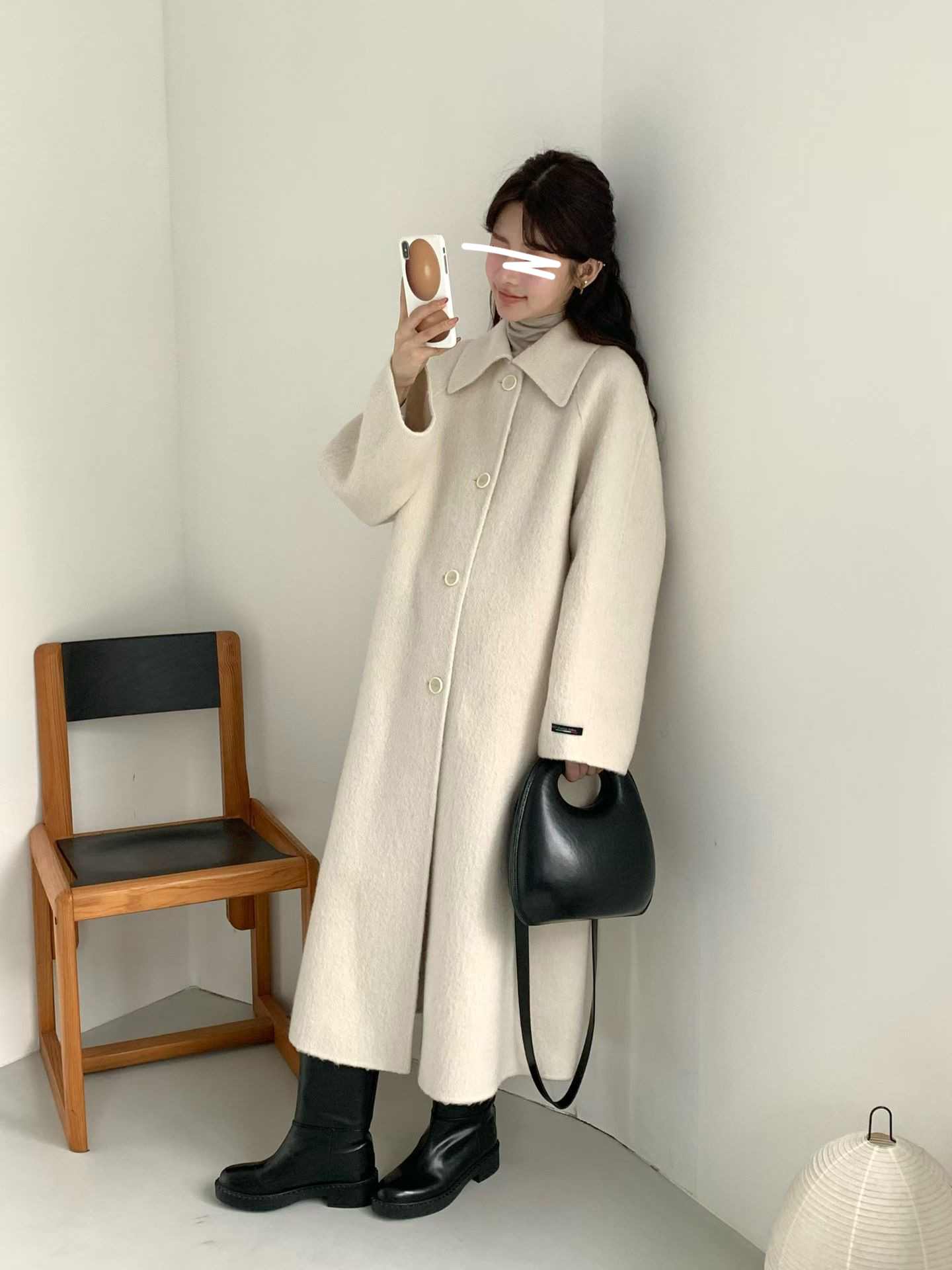 B14.名媛女孩蘇利駝羊毛手工長大衣