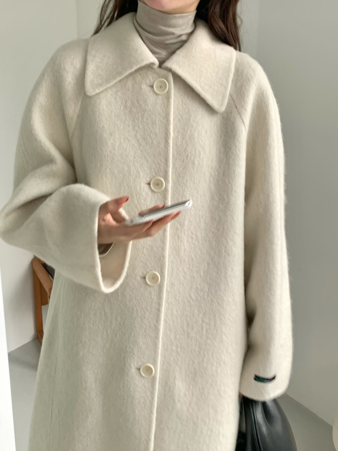 B14.名媛女孩蘇利駝羊毛手工長大衣