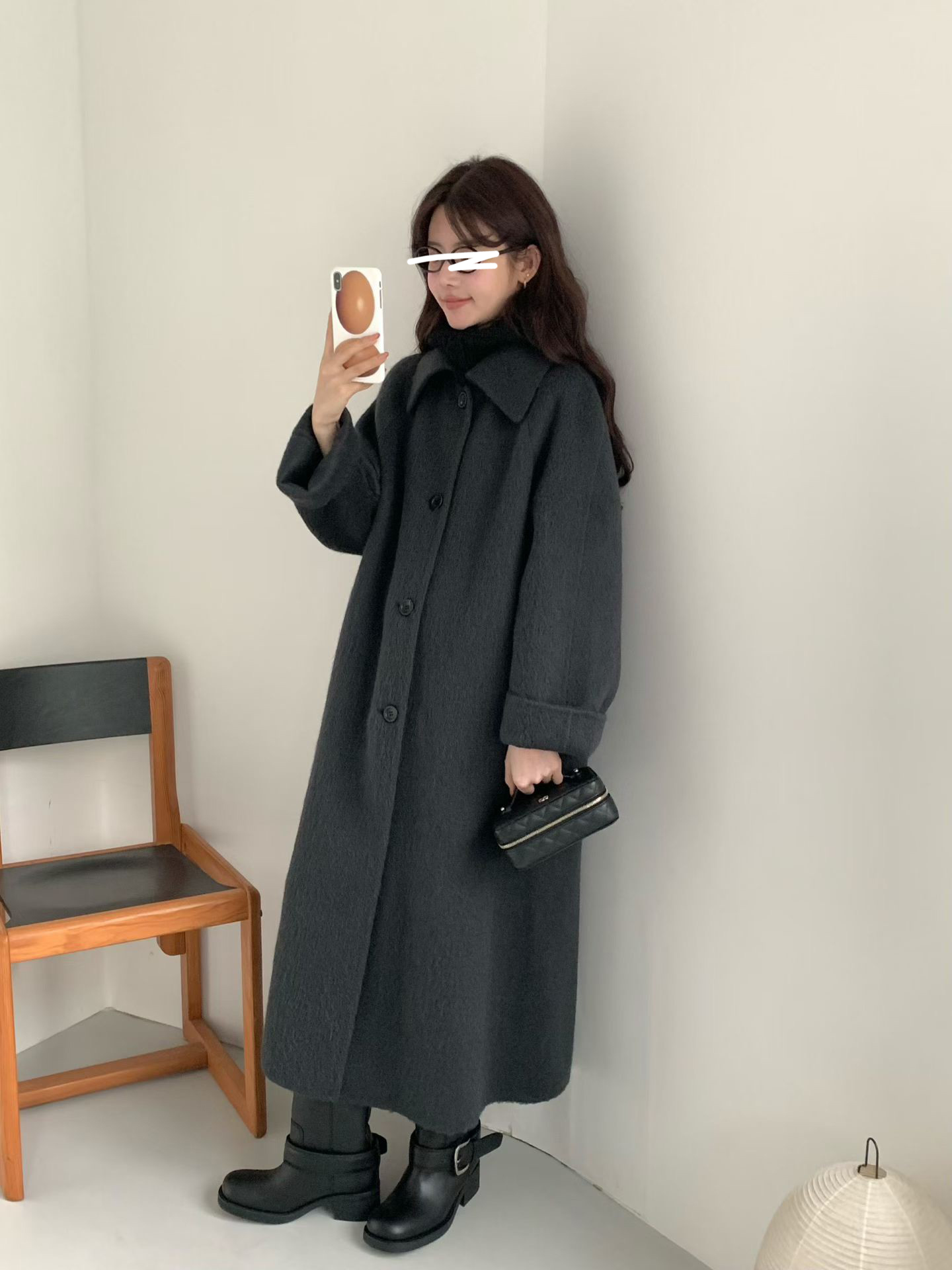 B14.名媛女孩蘇利駝羊毛手工長大衣