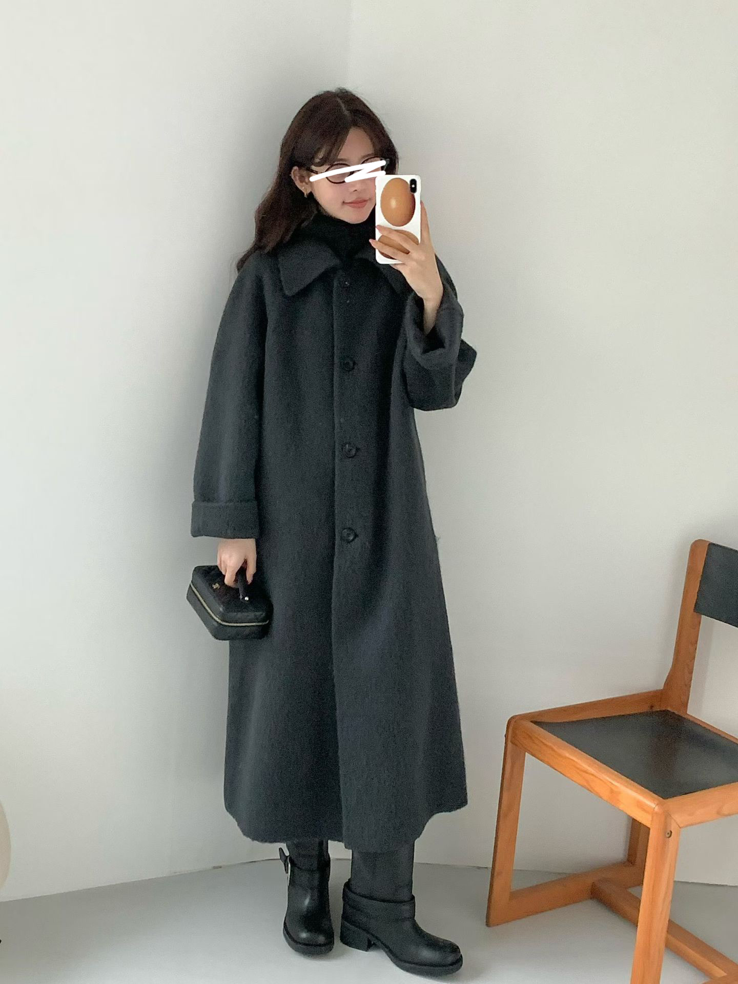 B14.名媛女孩蘇利駝羊毛手工長大衣