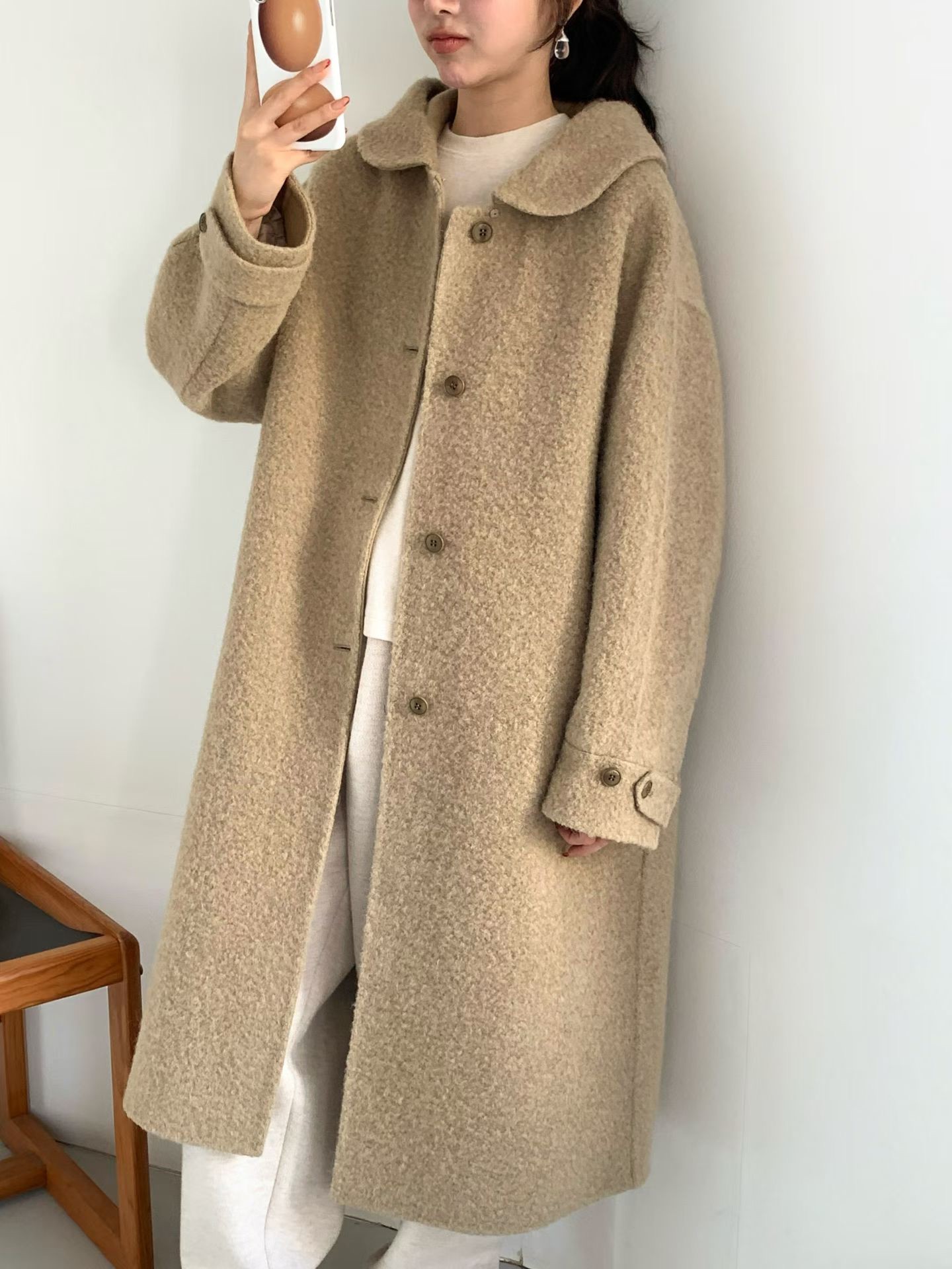 B13.日系溫柔連帽BABY駝羊毛手工大衣