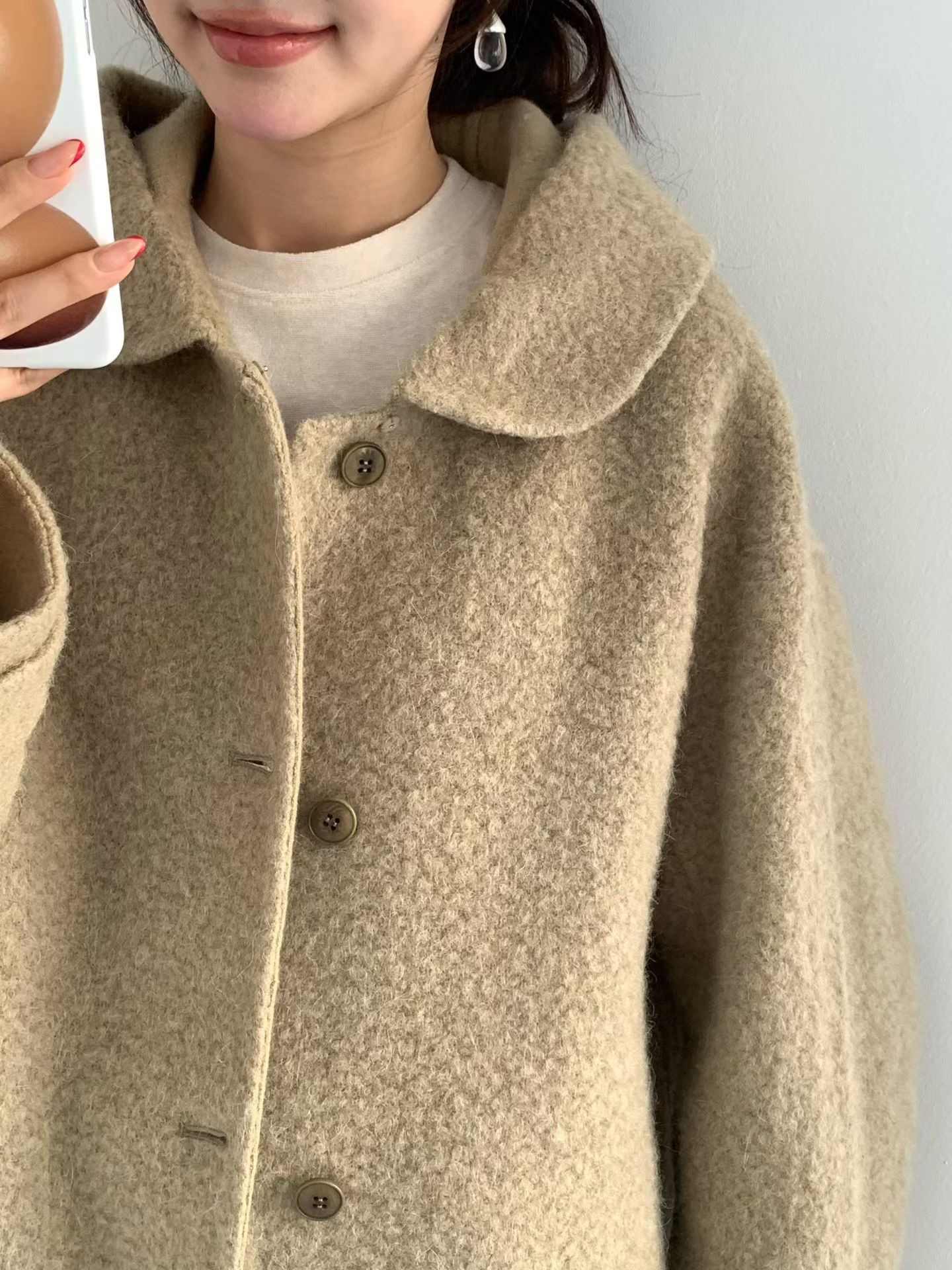 B13.日系溫柔連帽BABY駝羊毛手工大衣