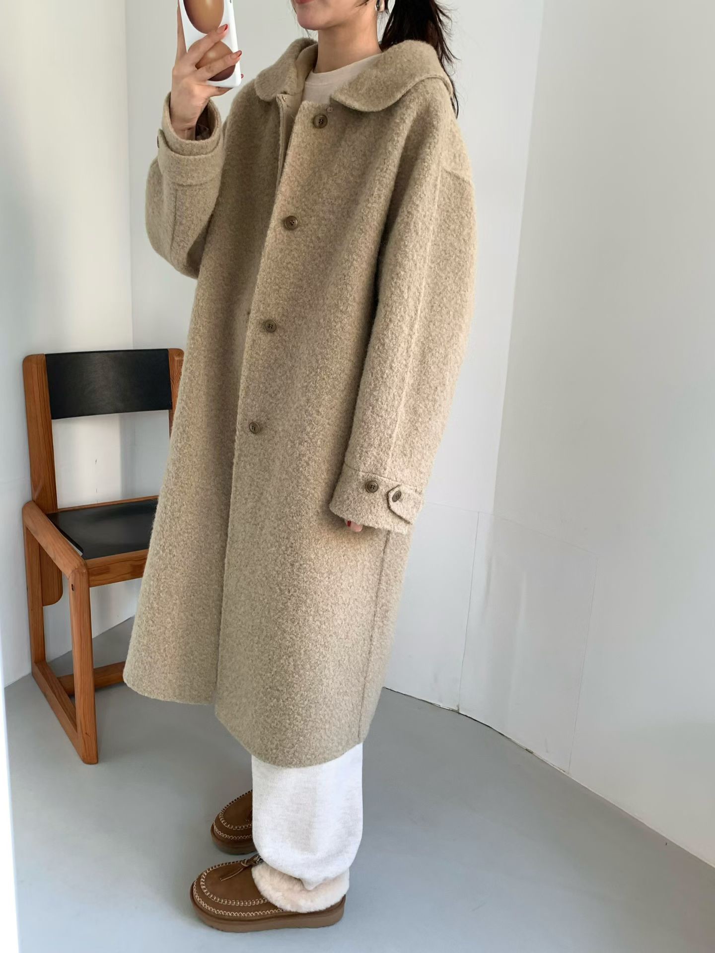 B13.日系溫柔連帽BABY駝羊毛手工大衣