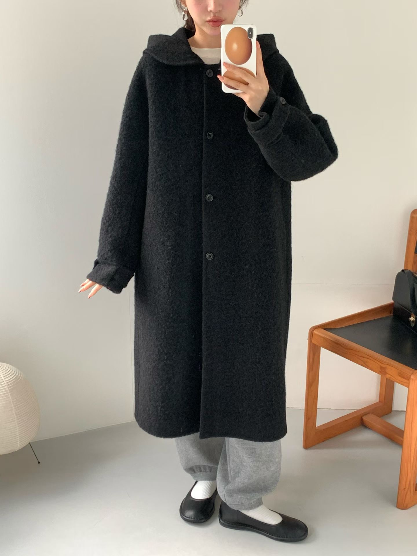 B13.日系溫柔連帽BABY駝羊毛手工大衣