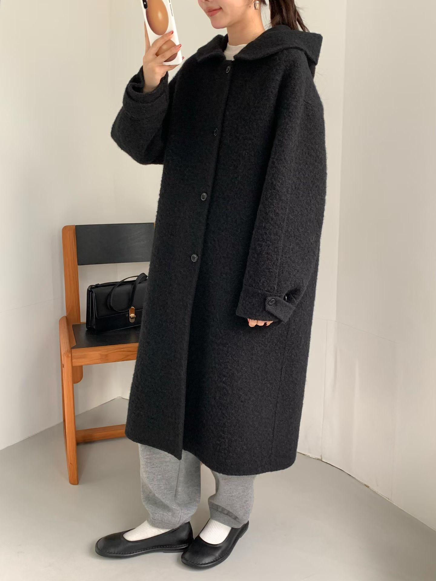 B13.日系溫柔連帽BABY駝羊毛手工大衣