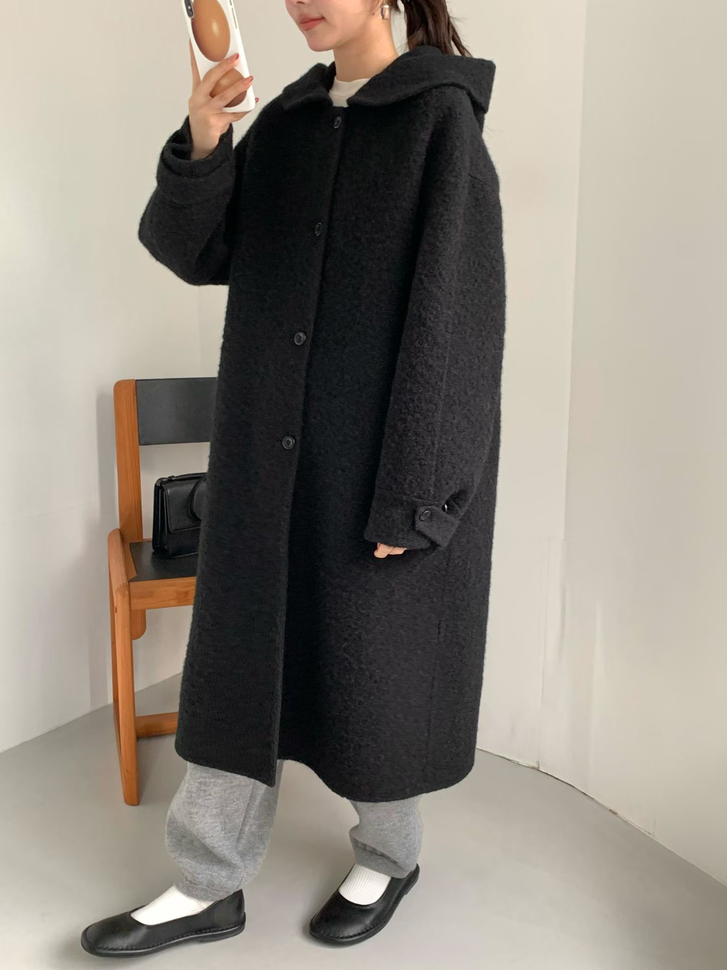 B13.日系溫柔連帽BABY駝羊毛手工大衣