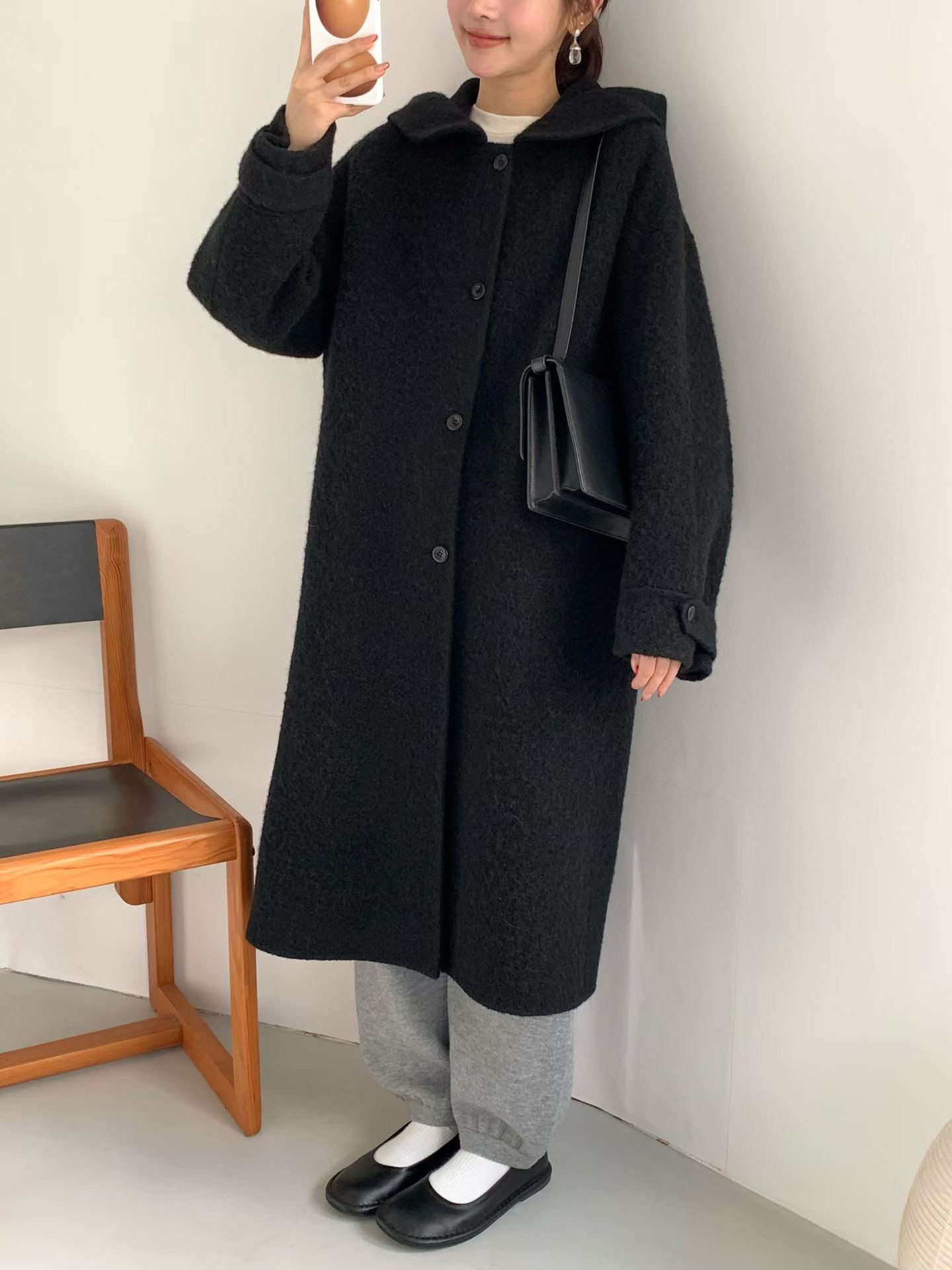 B13.日系溫柔連帽BABY駝羊毛手工大衣