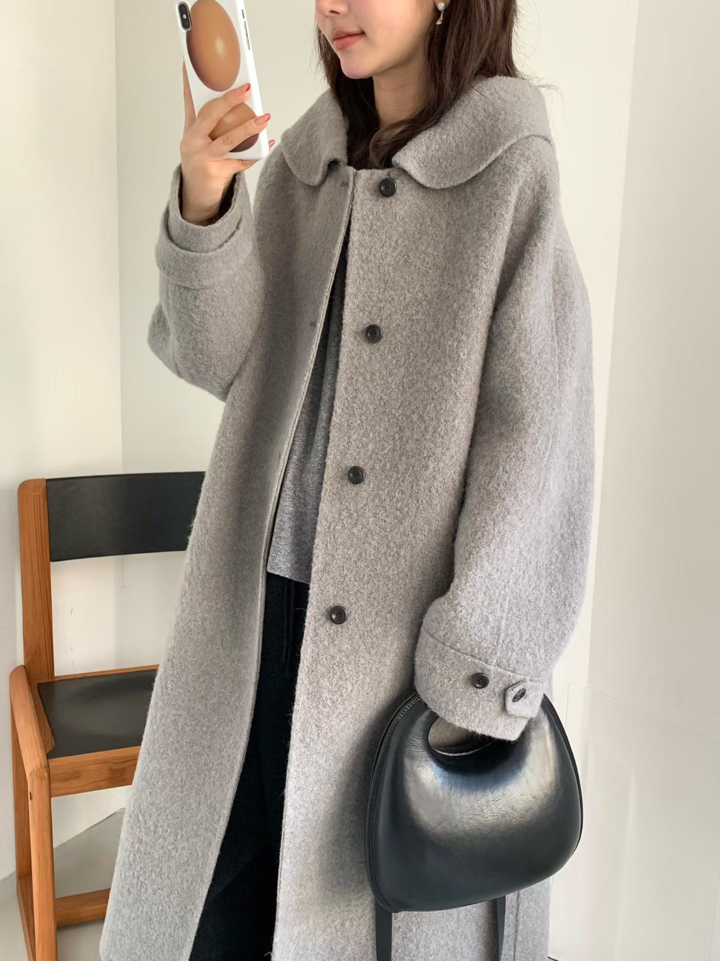 B13.日系溫柔連帽BABY駝羊毛手工大衣