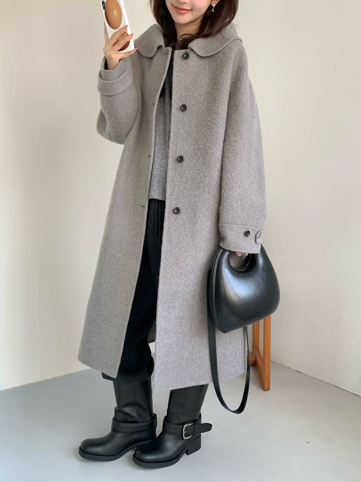 B13.日系溫柔連帽BABY駝羊毛手工大衣