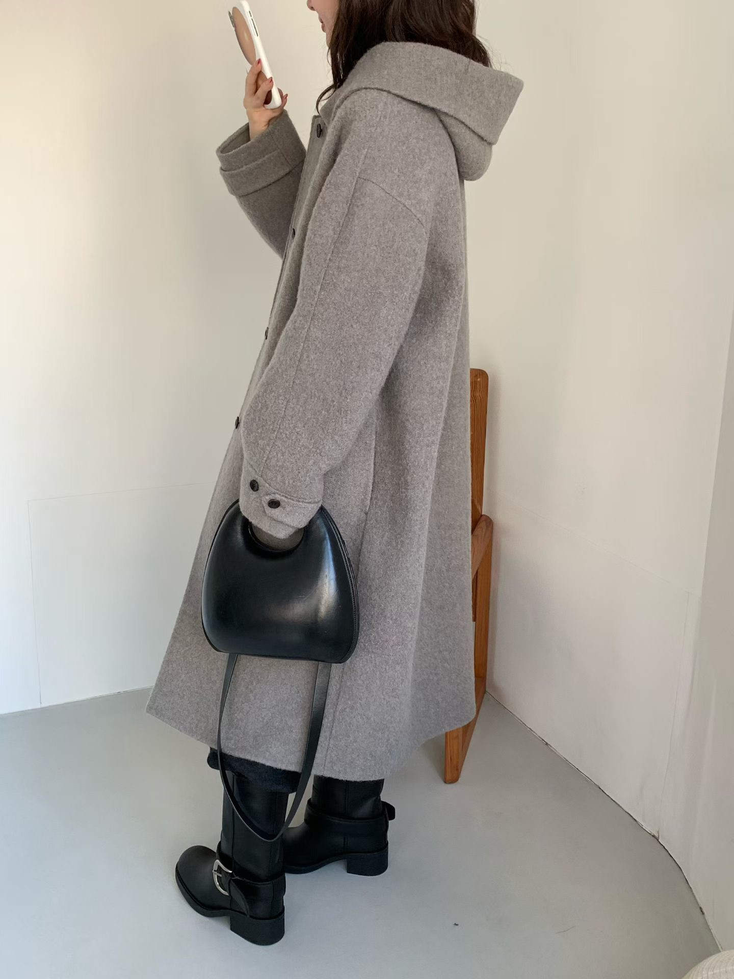 B13.日系溫柔連帽BABY駝羊毛手工大衣