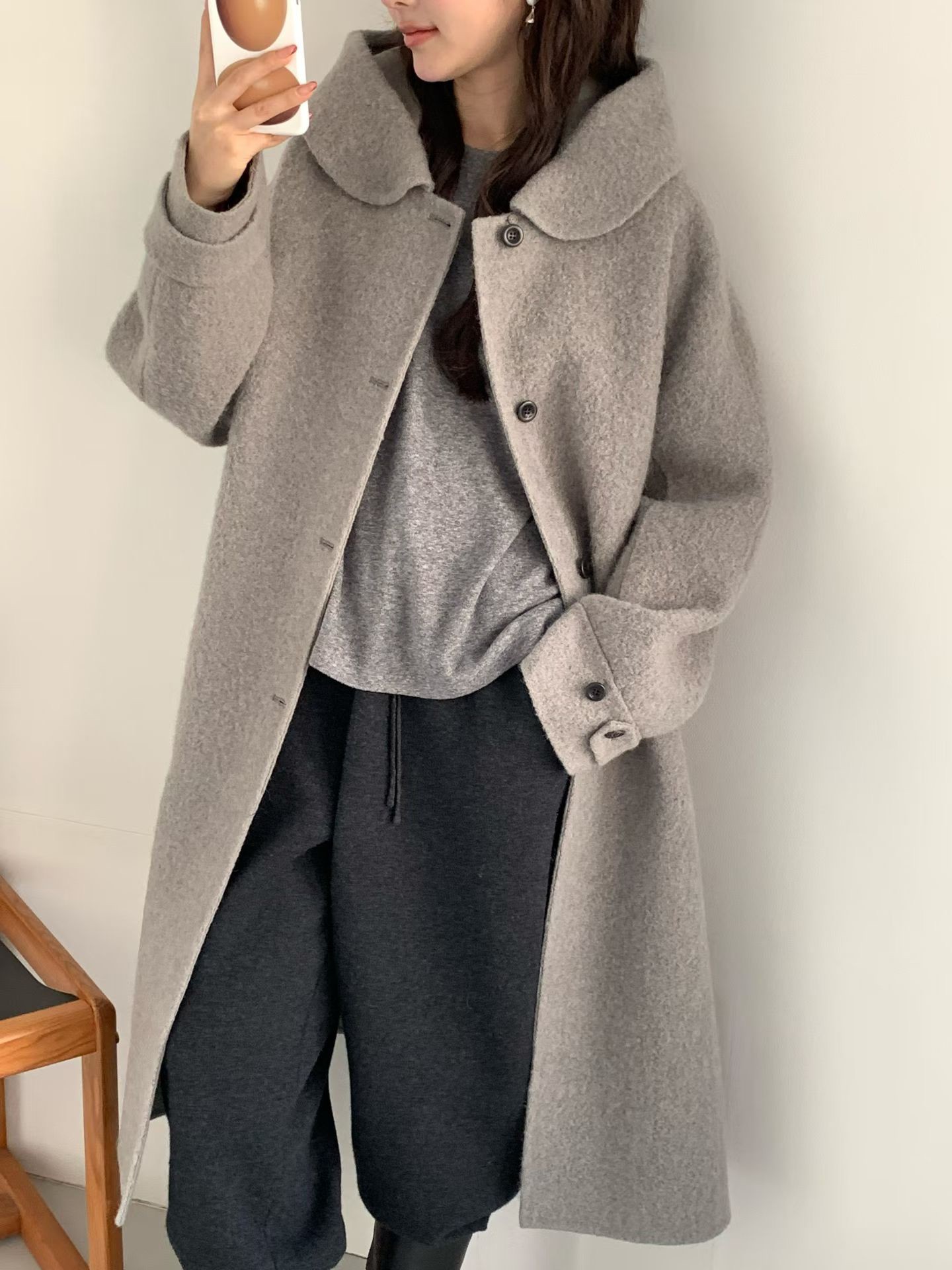 B13.日系溫柔連帽BABY駝羊毛手工大衣