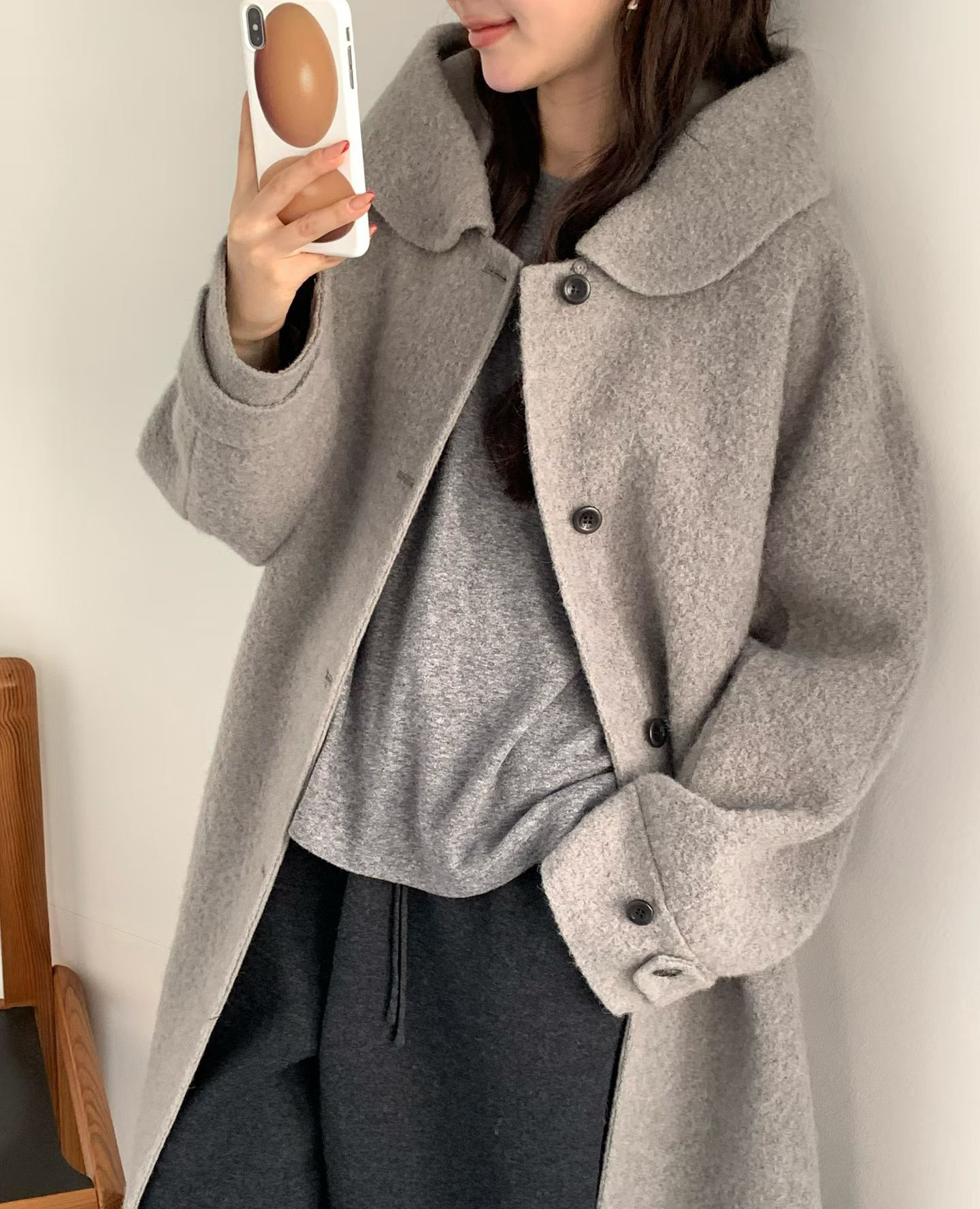 B13.日系溫柔連帽BABY駝羊毛手工大衣