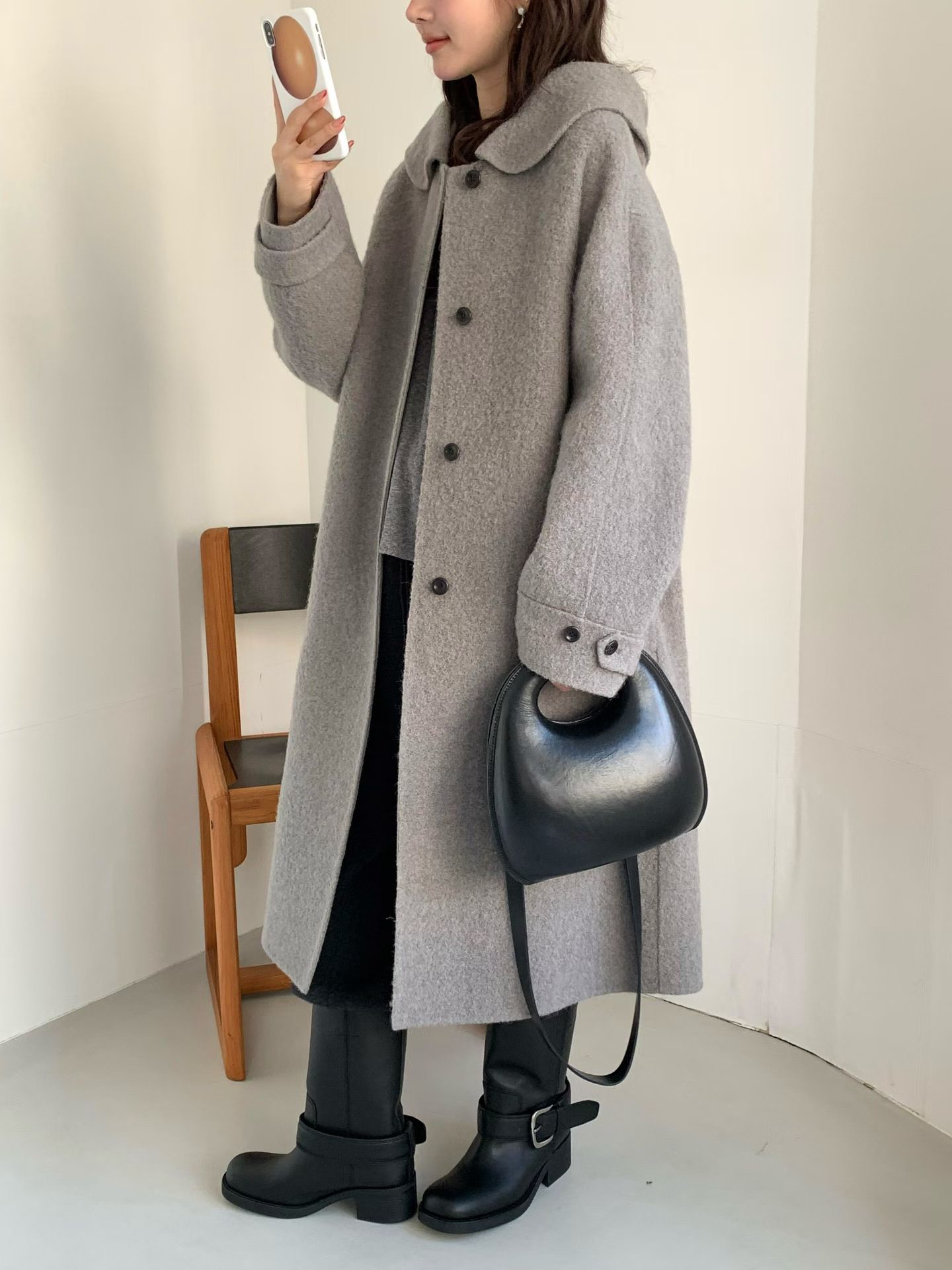 B13.日系溫柔連帽BABY駝羊毛手工大衣