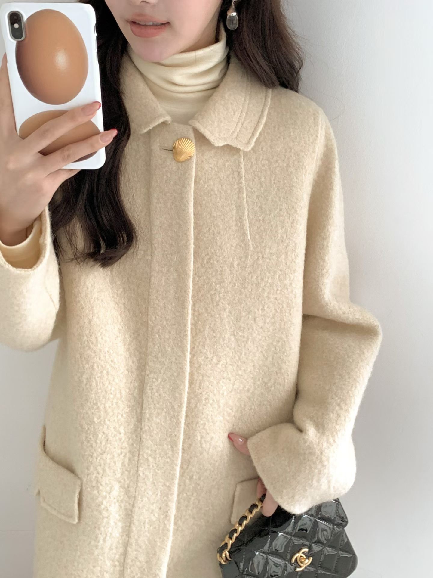 B11.精緻貝殼釦BABY駝羊毛手工大衣