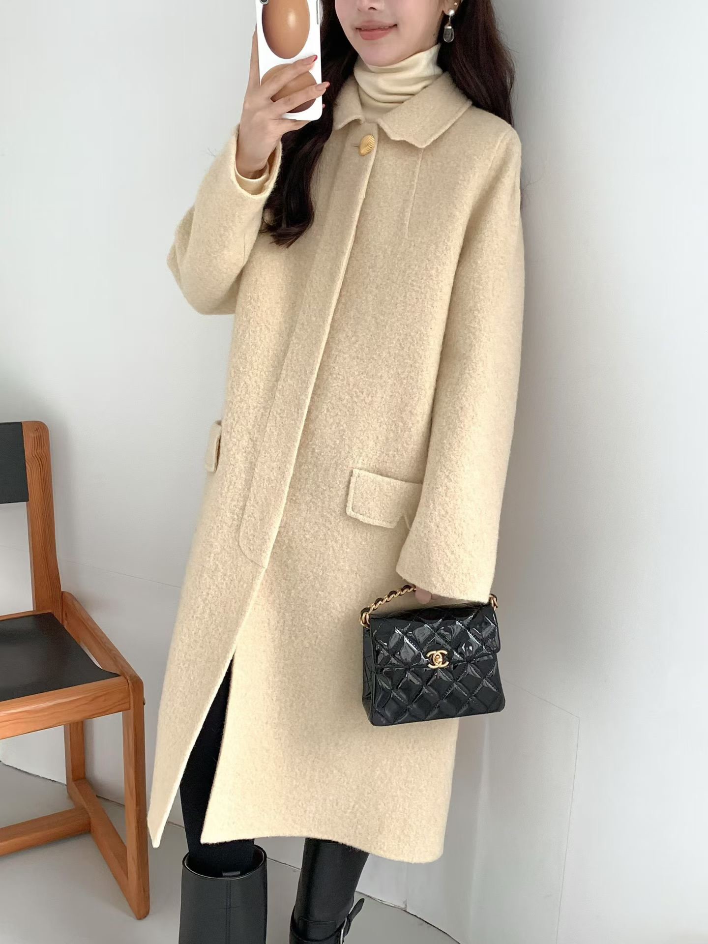 B11.精緻貝殼釦BABY駝羊毛手工大衣