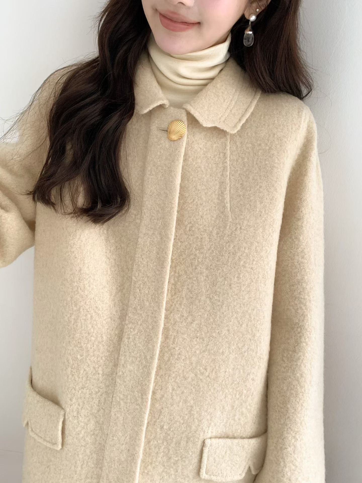 B11.精緻貝殼釦BABY駝羊毛手工大衣