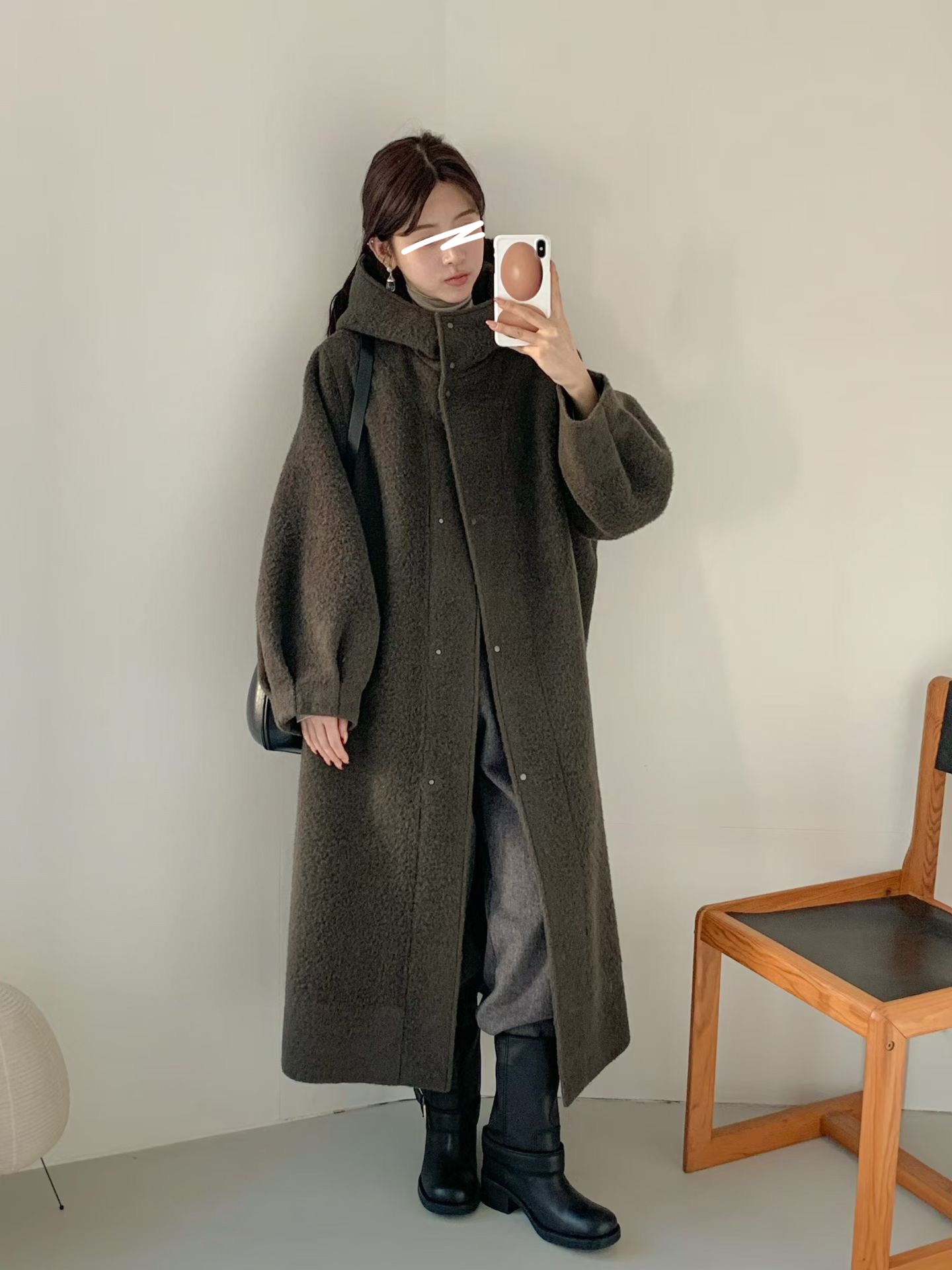 B15.冬日花苞袖BABY駝羊毛長大衣