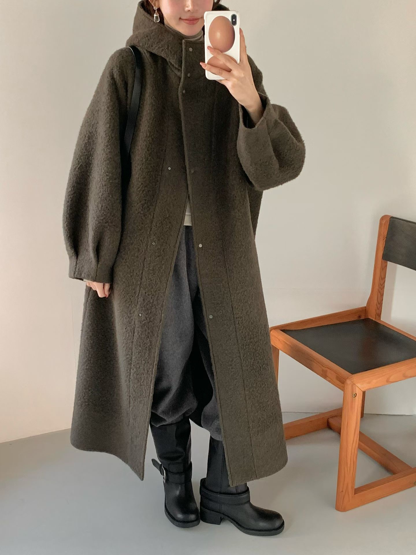 B15.冬日花苞袖BABY駝羊毛長大衣