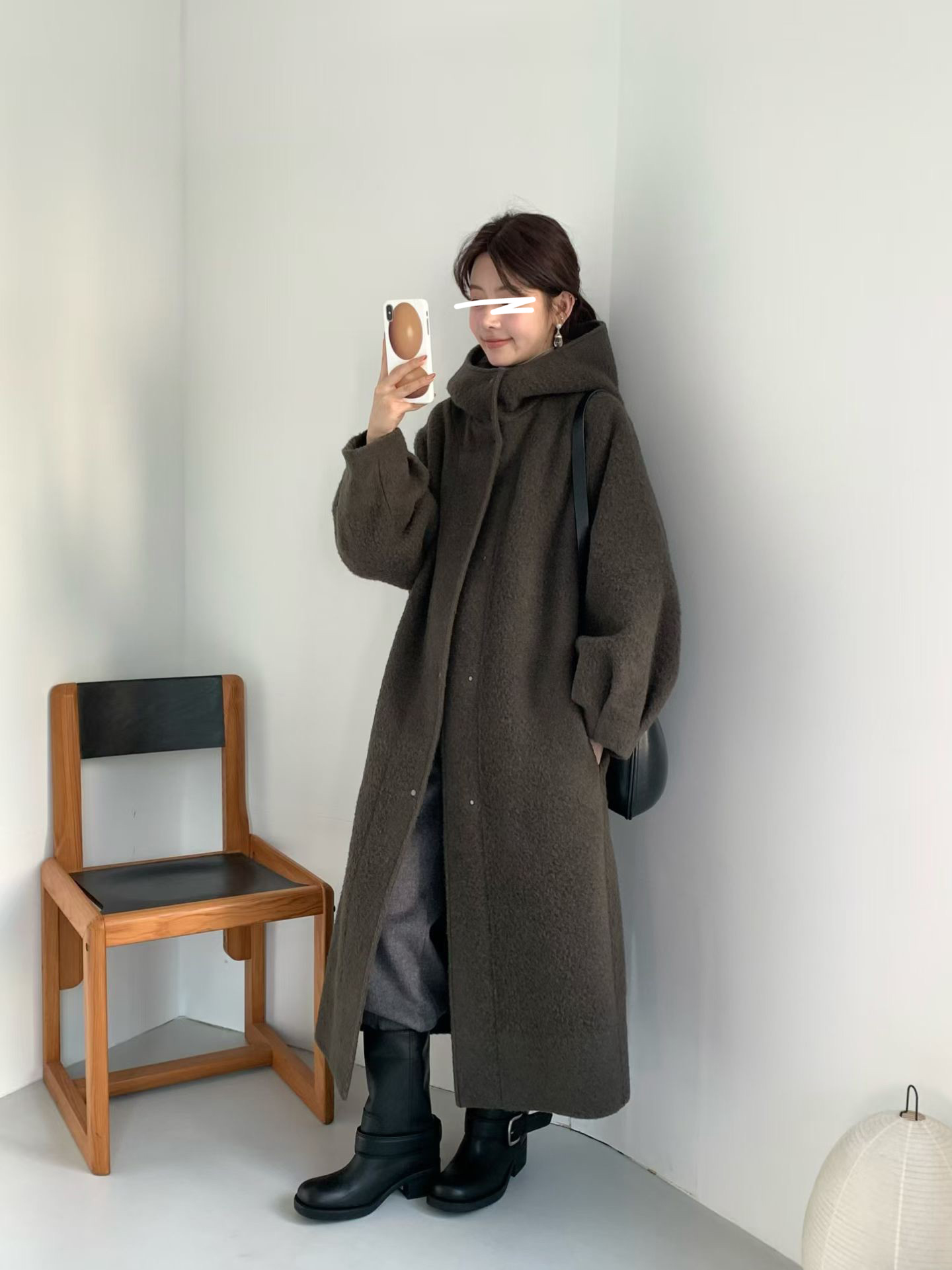 B15.冬日花苞袖BABY駝羊毛長大衣