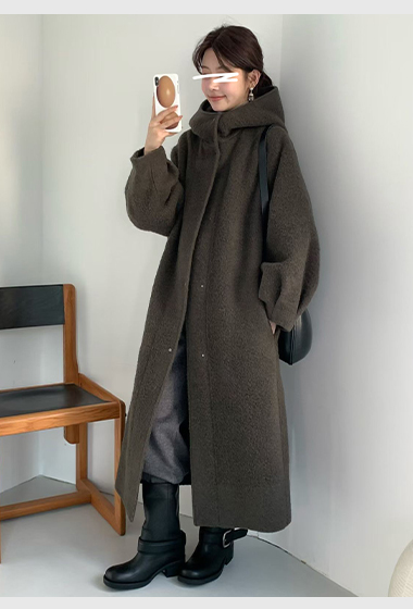 B15.冬日花苞袖BABY駝羊毛長大衣