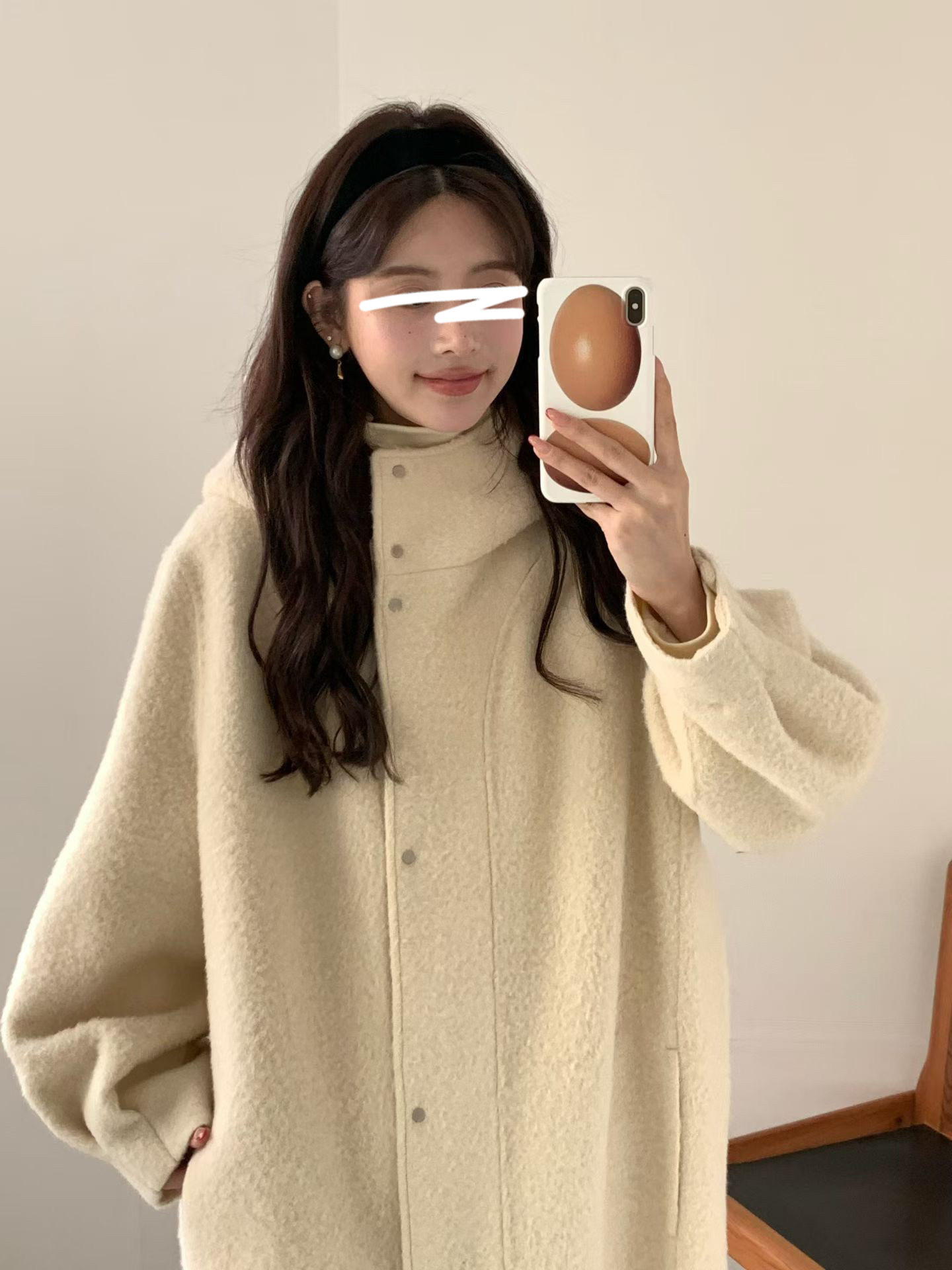 B15.冬日花苞袖BABY駝羊毛長大衣