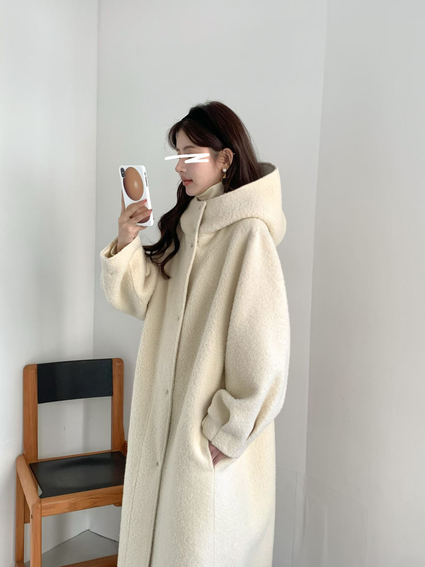 B15.冬日花苞袖BABY駝羊毛長大衣