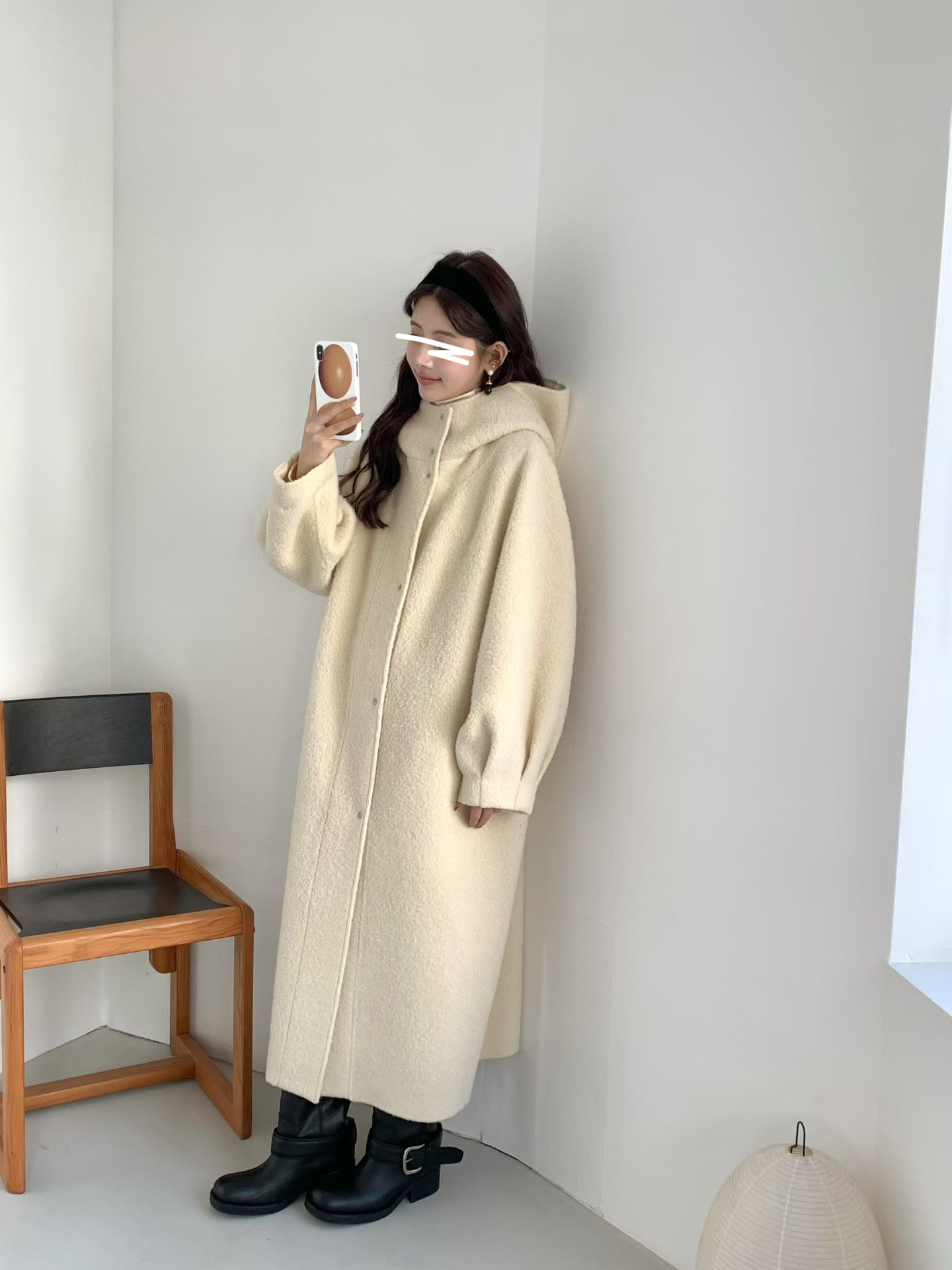 B15.冬日花苞袖BABY駝羊毛長大衣