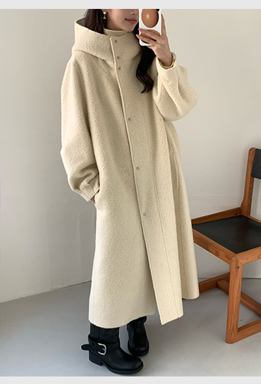 B15.冬日花苞袖BABY駝羊毛長大衣