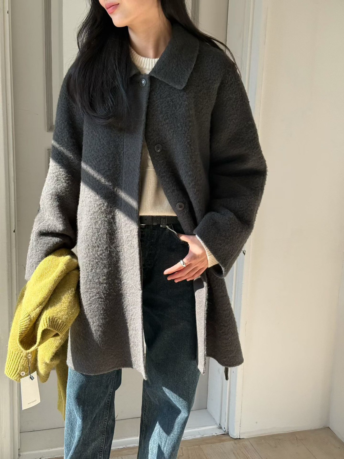 B59.瘦瘦歐膩優雅綁帶手工大衣