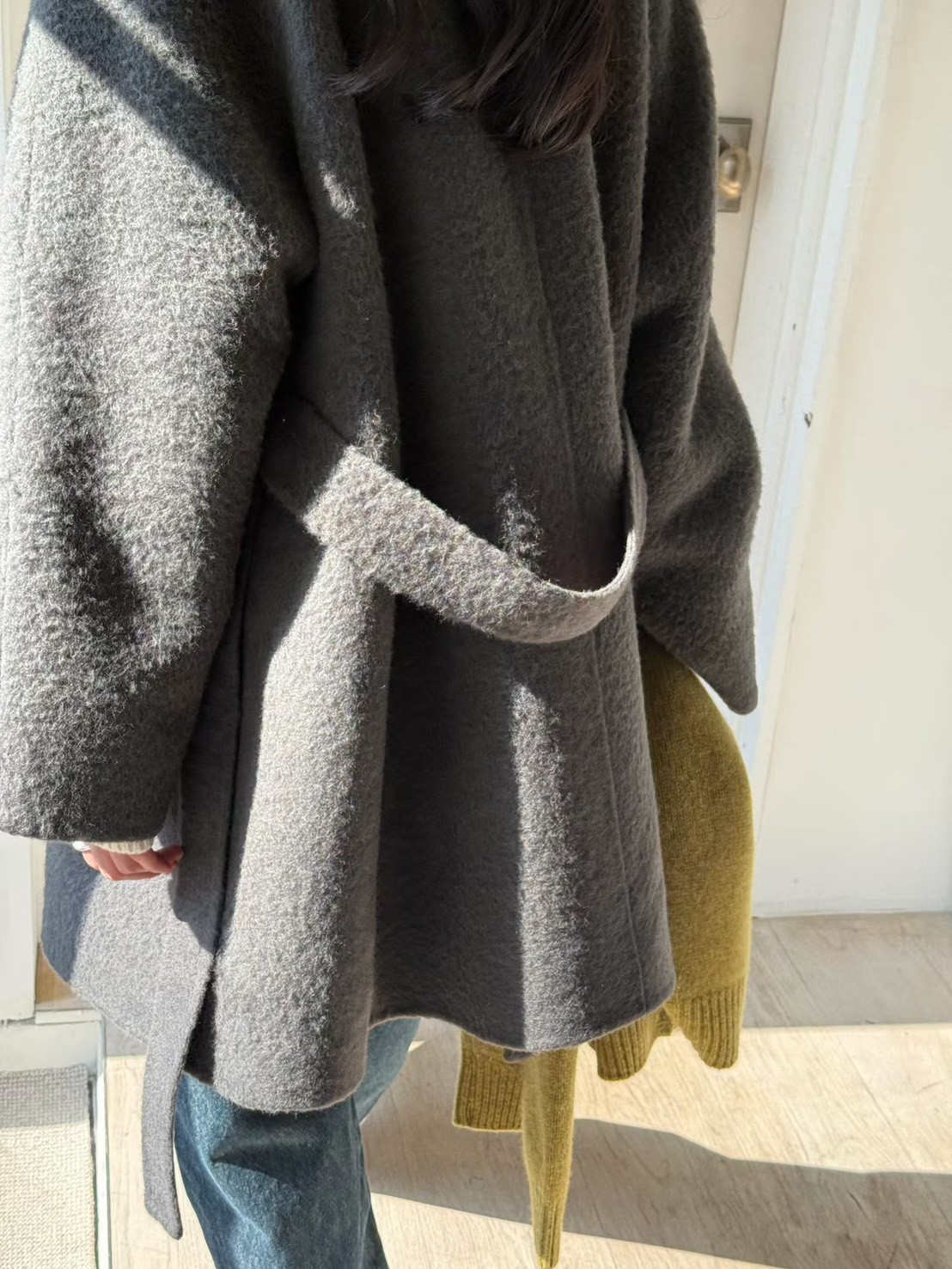 B59.瘦瘦歐膩優雅綁帶手工大衣