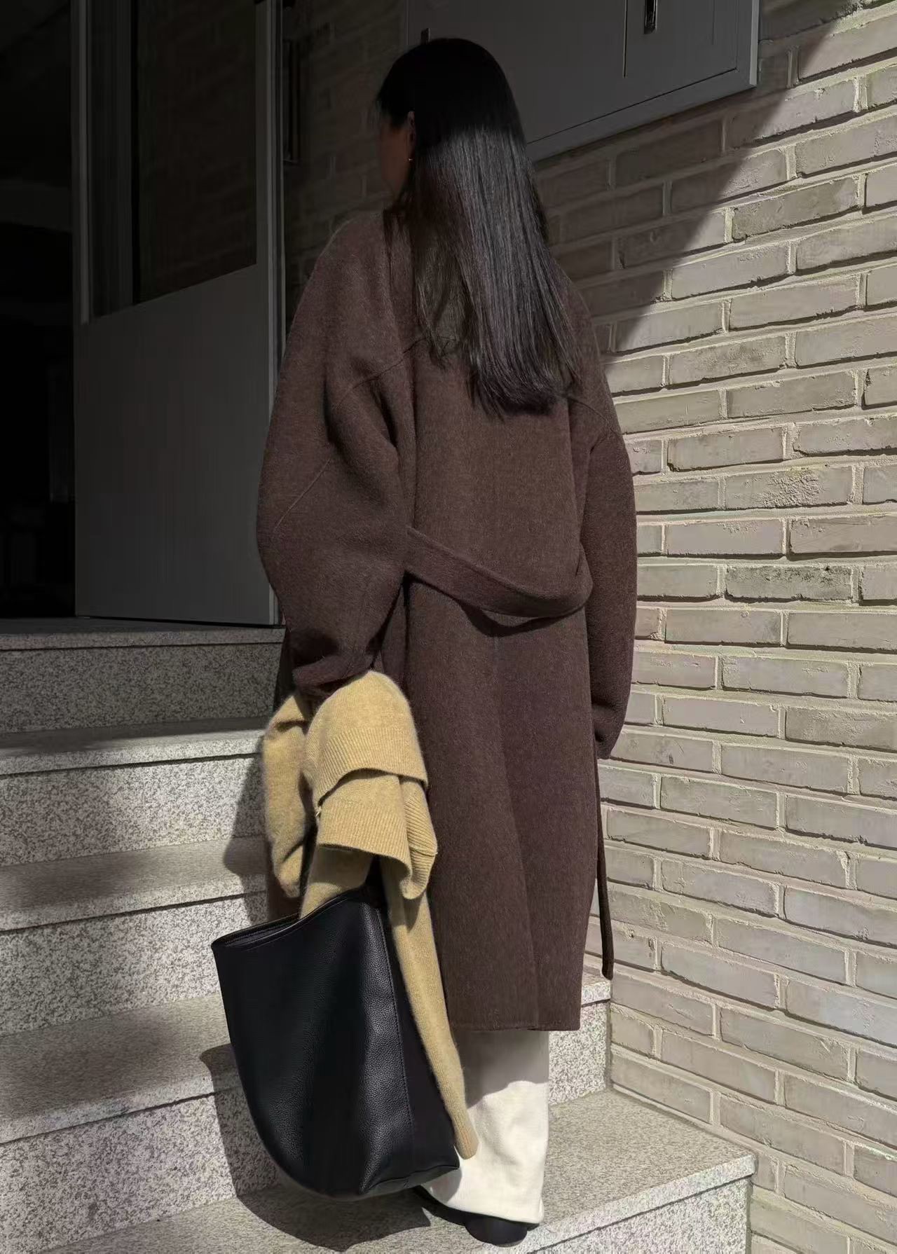 B58.瘦瘦歐膩領子2WAY手工長大衣