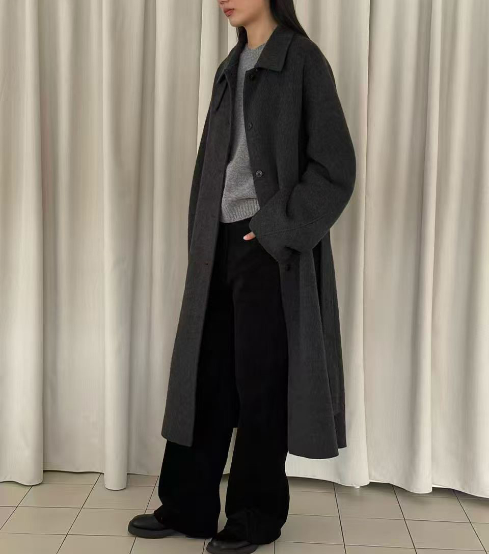 B58.瘦瘦歐膩領子2WAY手工長大衣