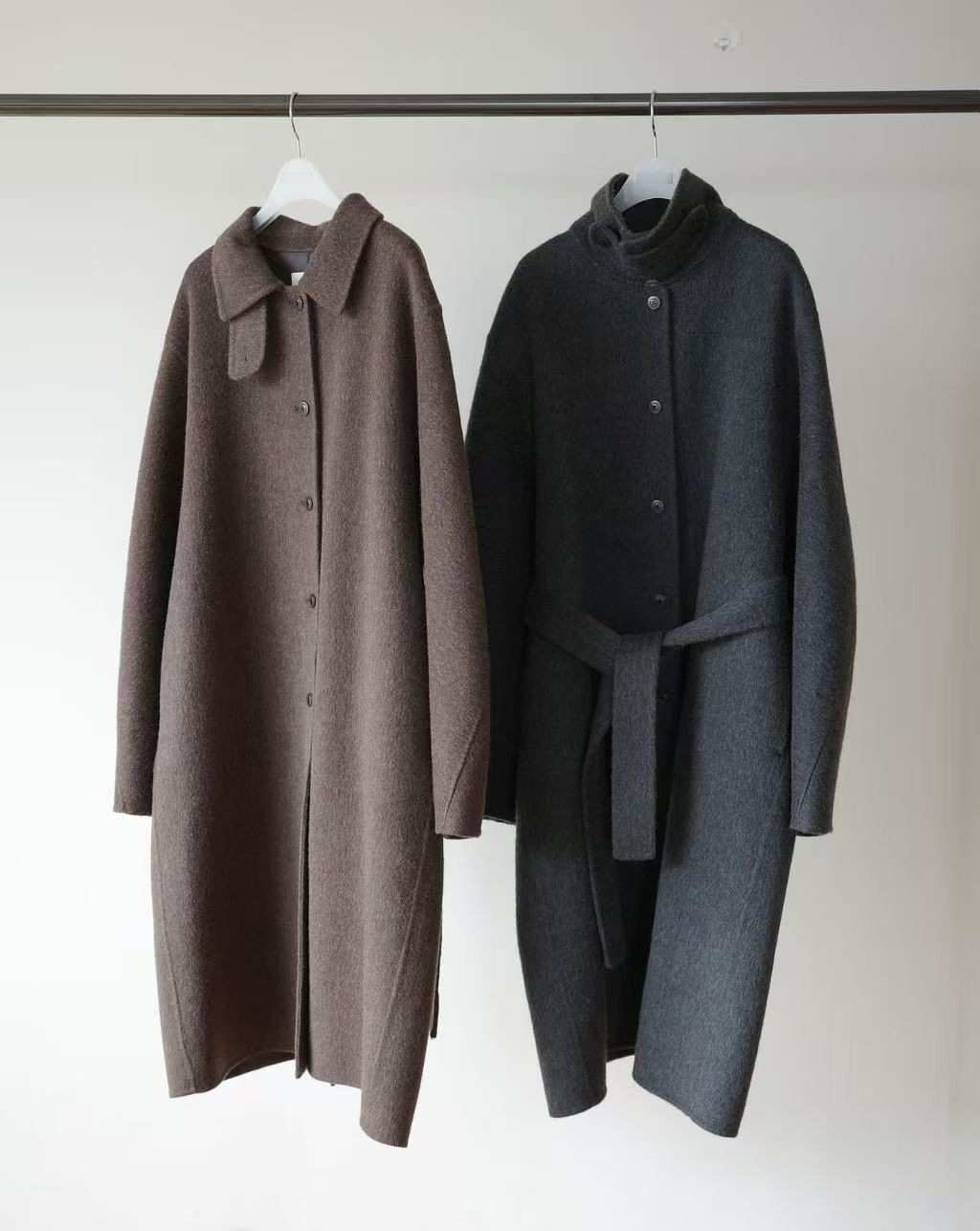 B58.瘦瘦歐膩領子2WAY手工長大衣