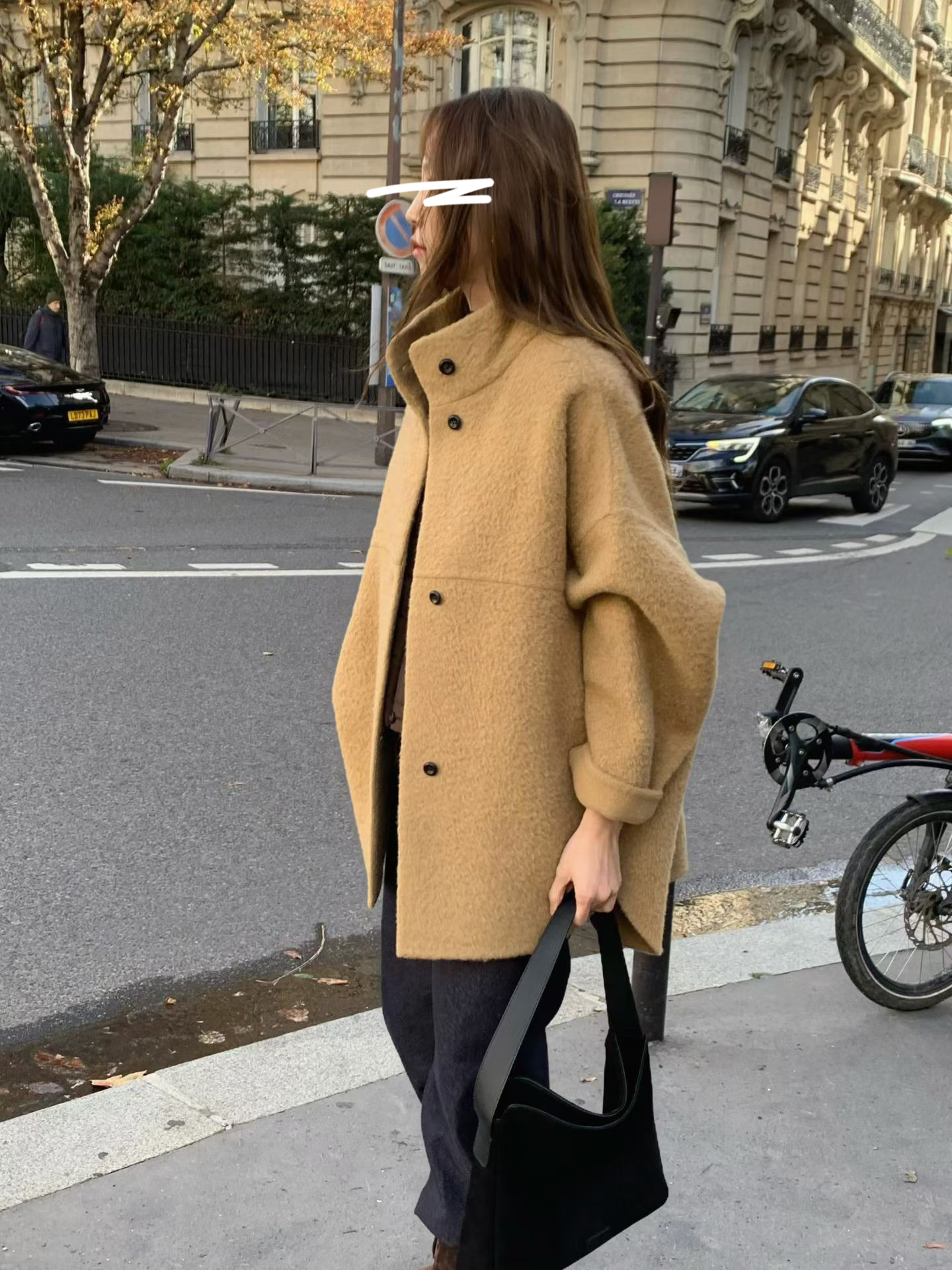 A85.立領BABY駝羊毛下擺圓弧手工大衣