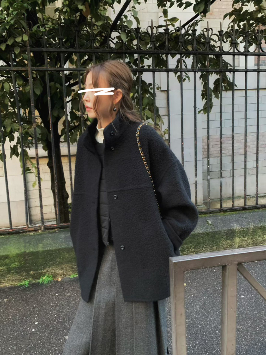 A85.立領BABY駝羊毛下擺圓弧手工大衣