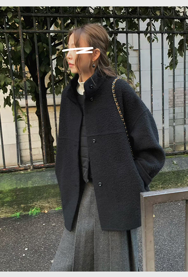 A85.立領BABY駝羊毛下擺圓弧手工大衣