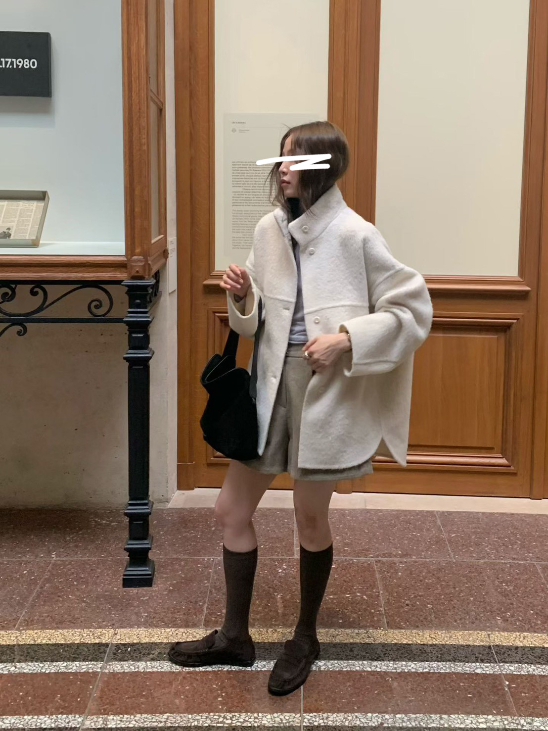 A85.立領BABY駝羊毛下擺圓弧手工大衣