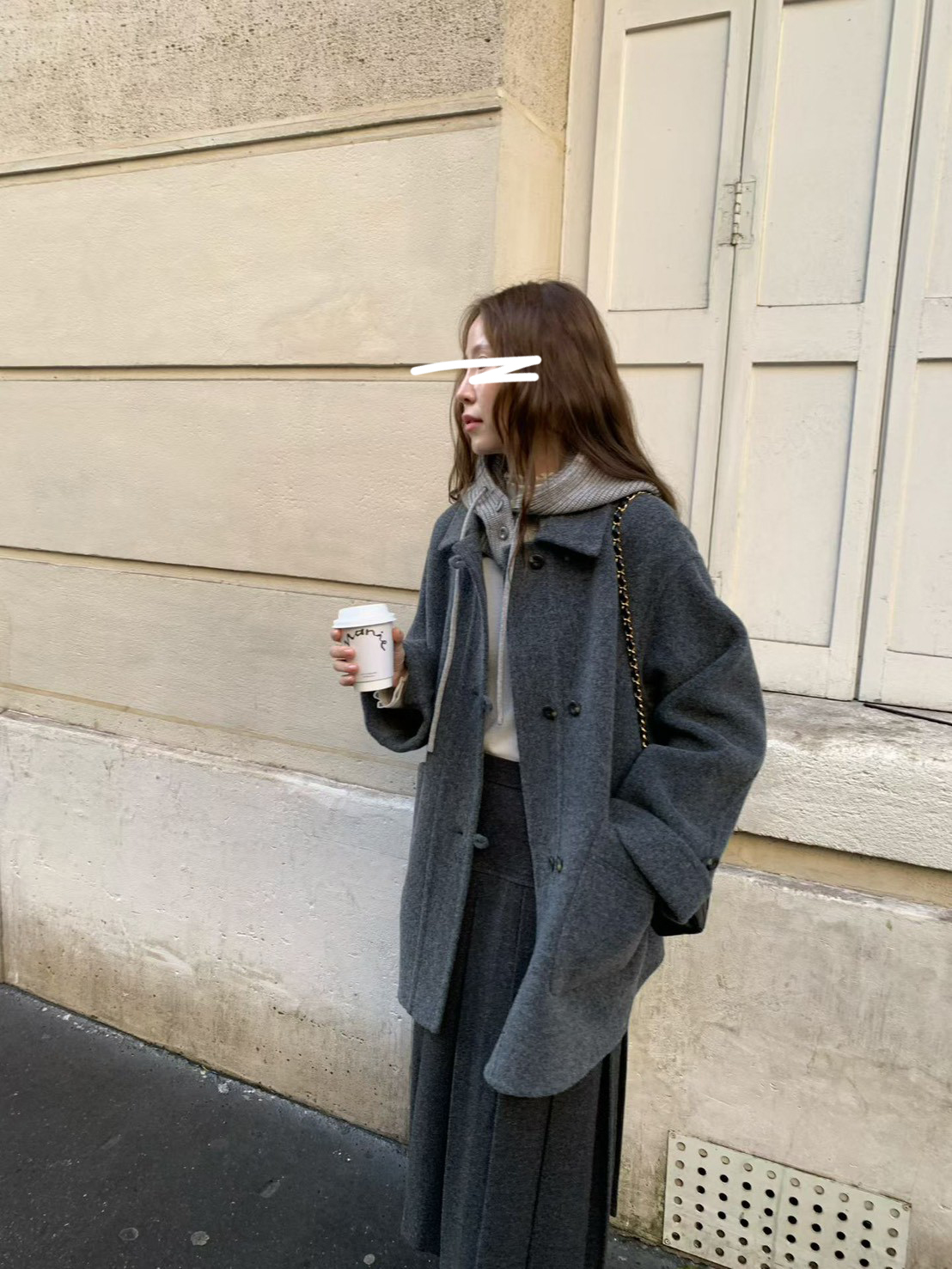 A84.日系可拆針織帽羊毛手工大衣