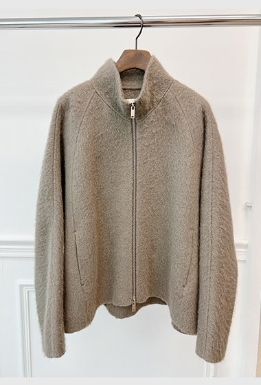 美拉德立領拉鍊短大衣