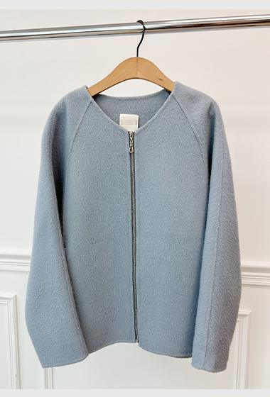 清爽羊毛拉克蘭拉鍊短大衣