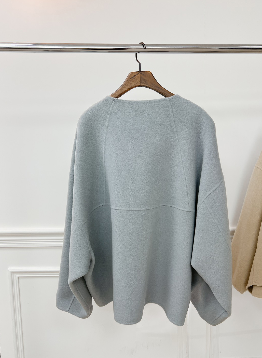 簡約拉鍊100%WOOL手工大衣