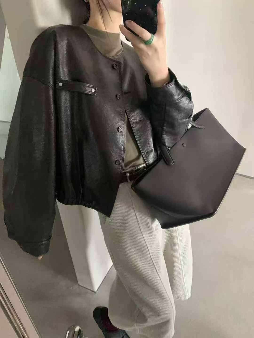 可可家時髦必備紋路皮外套