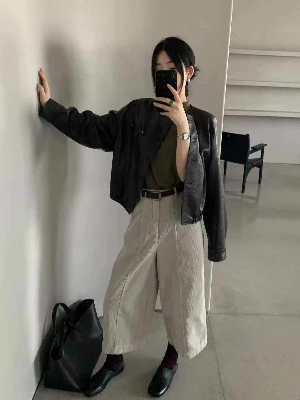 可可家時髦必備紋路皮外套